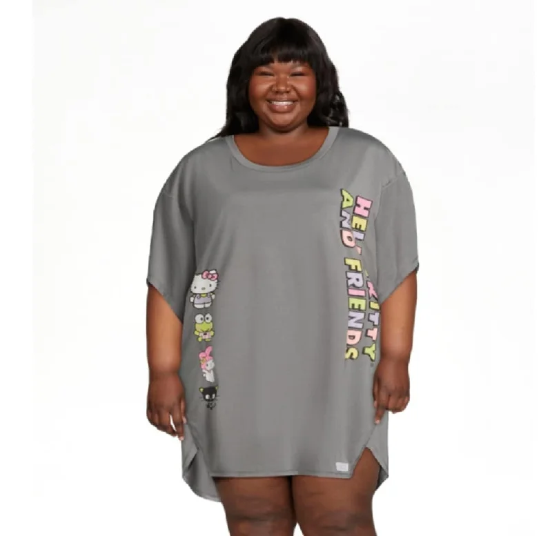 Fringed ShirtsGrey Gray Hello Kitty Nightgown Sleepshirt