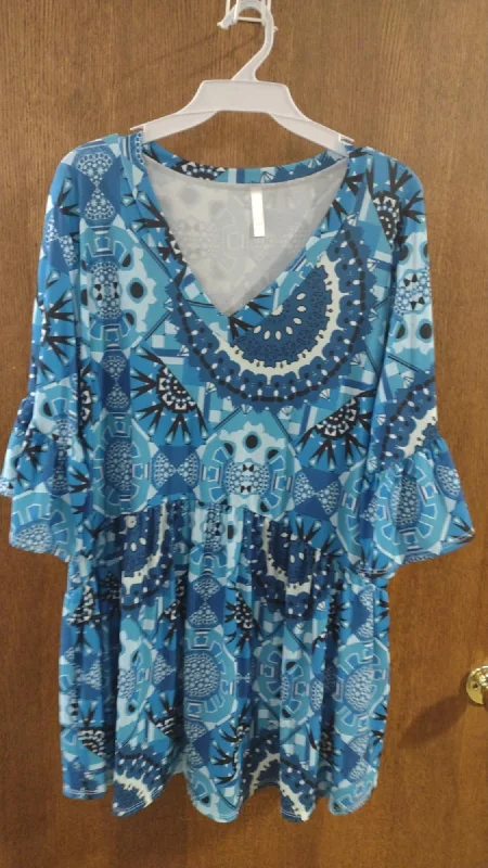 Punk ShirtsBlue Black Medallion Print Shirt Top