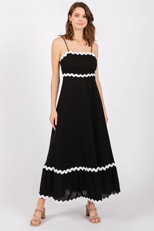 Reflective DressBlack Ric Rac Trim Tiered Midi Dress