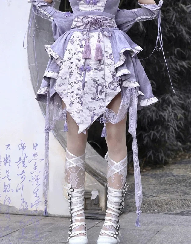 [Blood Supply] Dragon Wisteria Lolita Fashion Set Mini SkirtJumpsuit Skirt