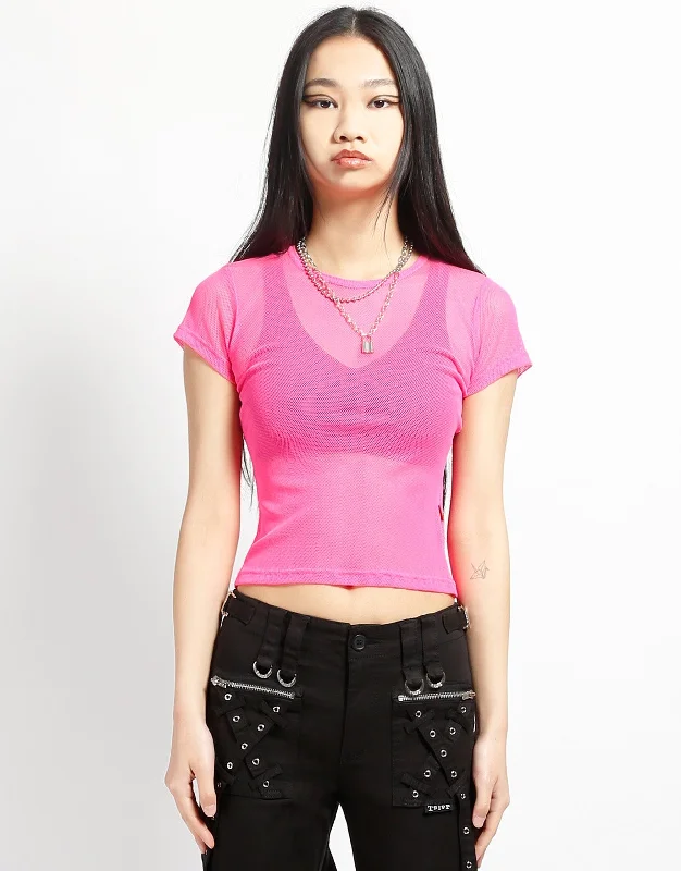 Sequined T-ShirtsBABY TEE FISHNET PINK