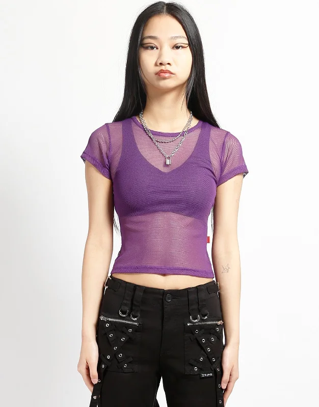 Embellished T-ShirtsBABY TEE FISHNET PURPLE