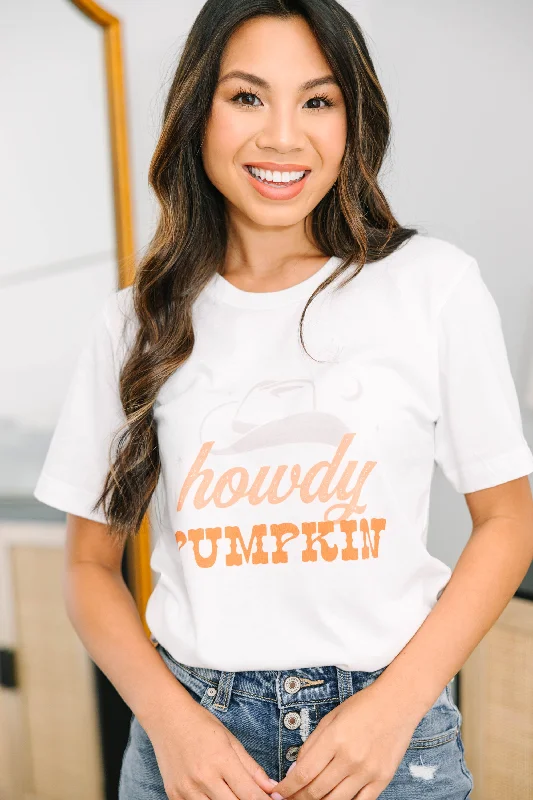 Zippered T-ShirtsHowdy Pumpkin White Graphic Tee