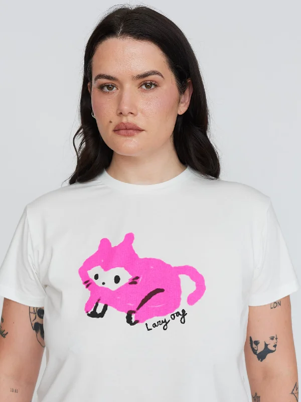 Ruffled T-ShirtsPink Kitty Fitted Tee