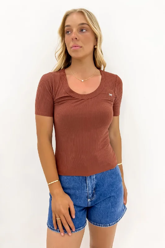 Collaborative T-ShirtsScoop Slim Rib Tee Terracotta