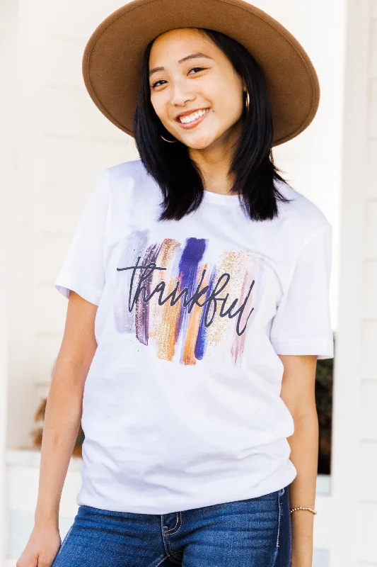 Compression T-ShirtsSo Thankful White Graphic Tee