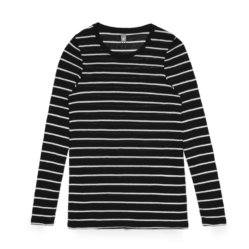 Leather-Paneled T-ShirtsWomens Fine Strip L/S Tee