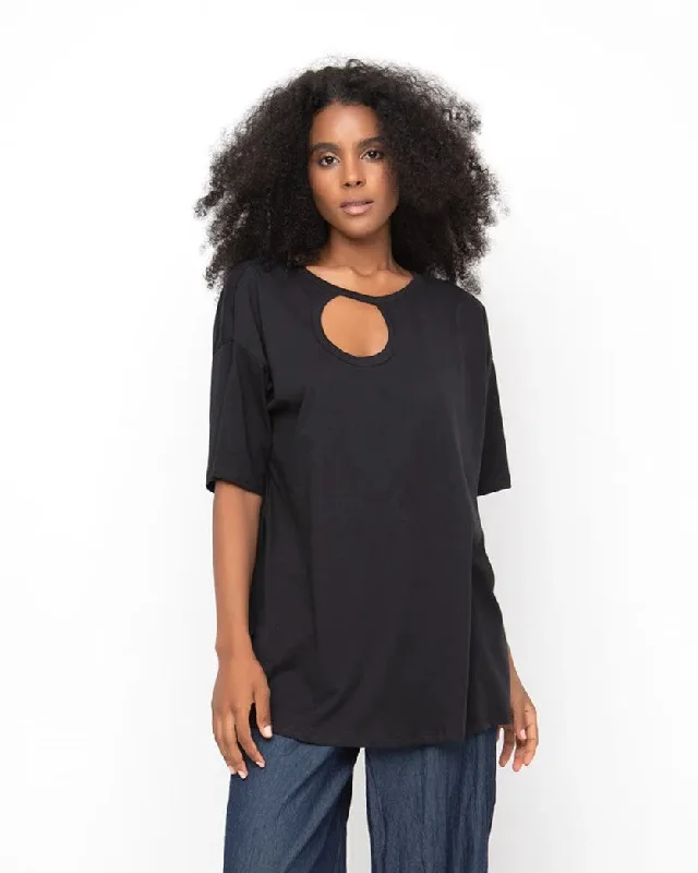 Bamboo T-ShirtsOzai N Ku Cutout Boxy Tee, Black